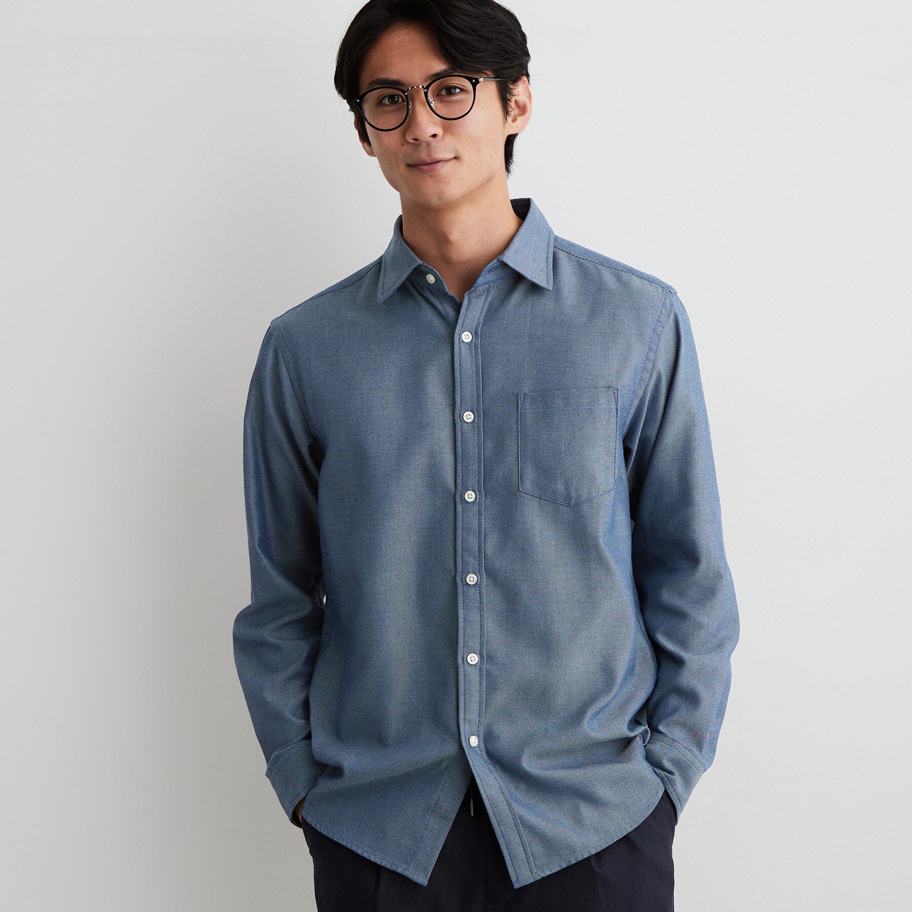 THE SHOP TK「【防シワ／洗濯機OK】アソート 長袖ネルシャツ」|シャツ・ブラウス|ブルー(093)