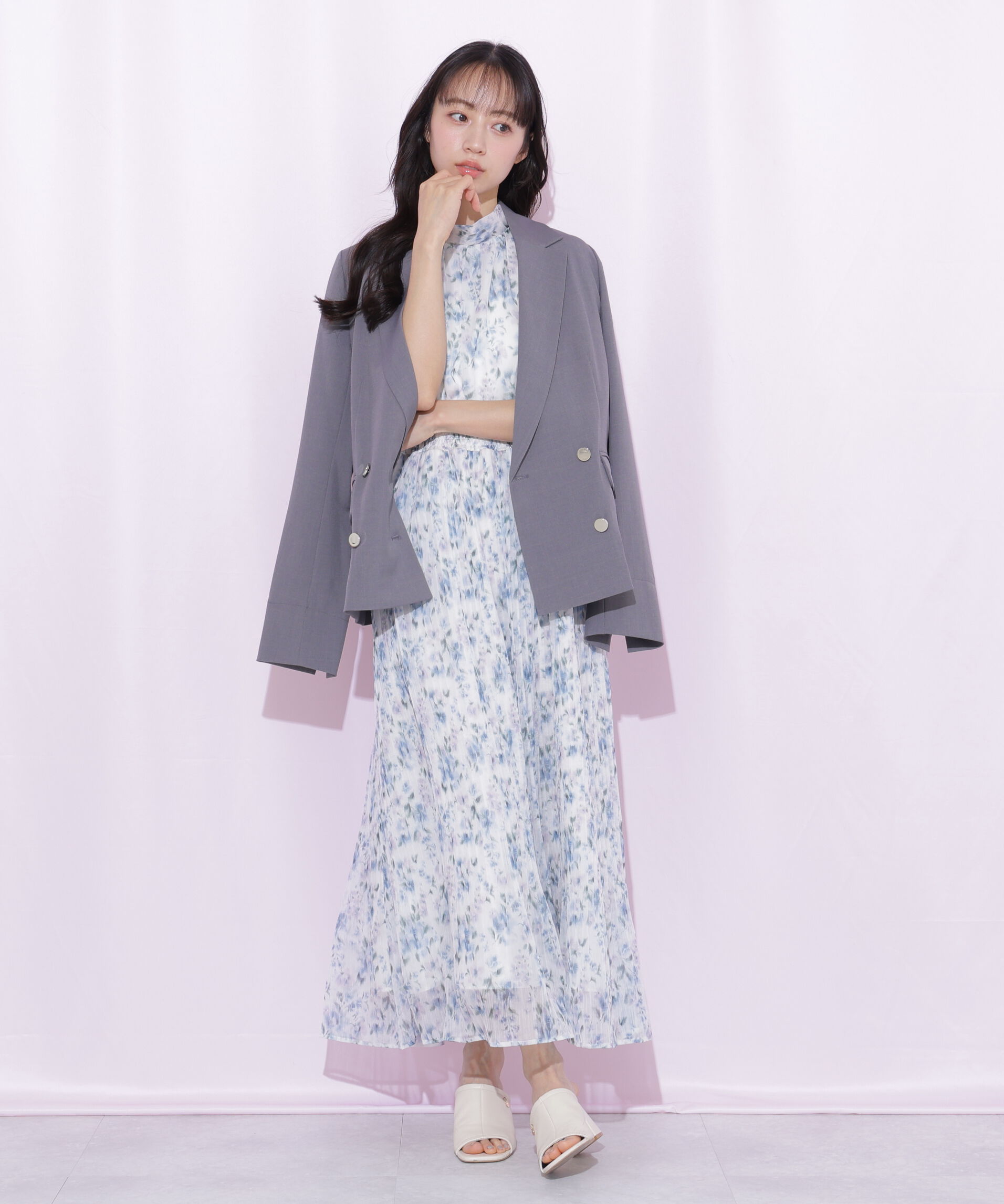  「ぼかしフラワープリントワンピース」|ワンピース|