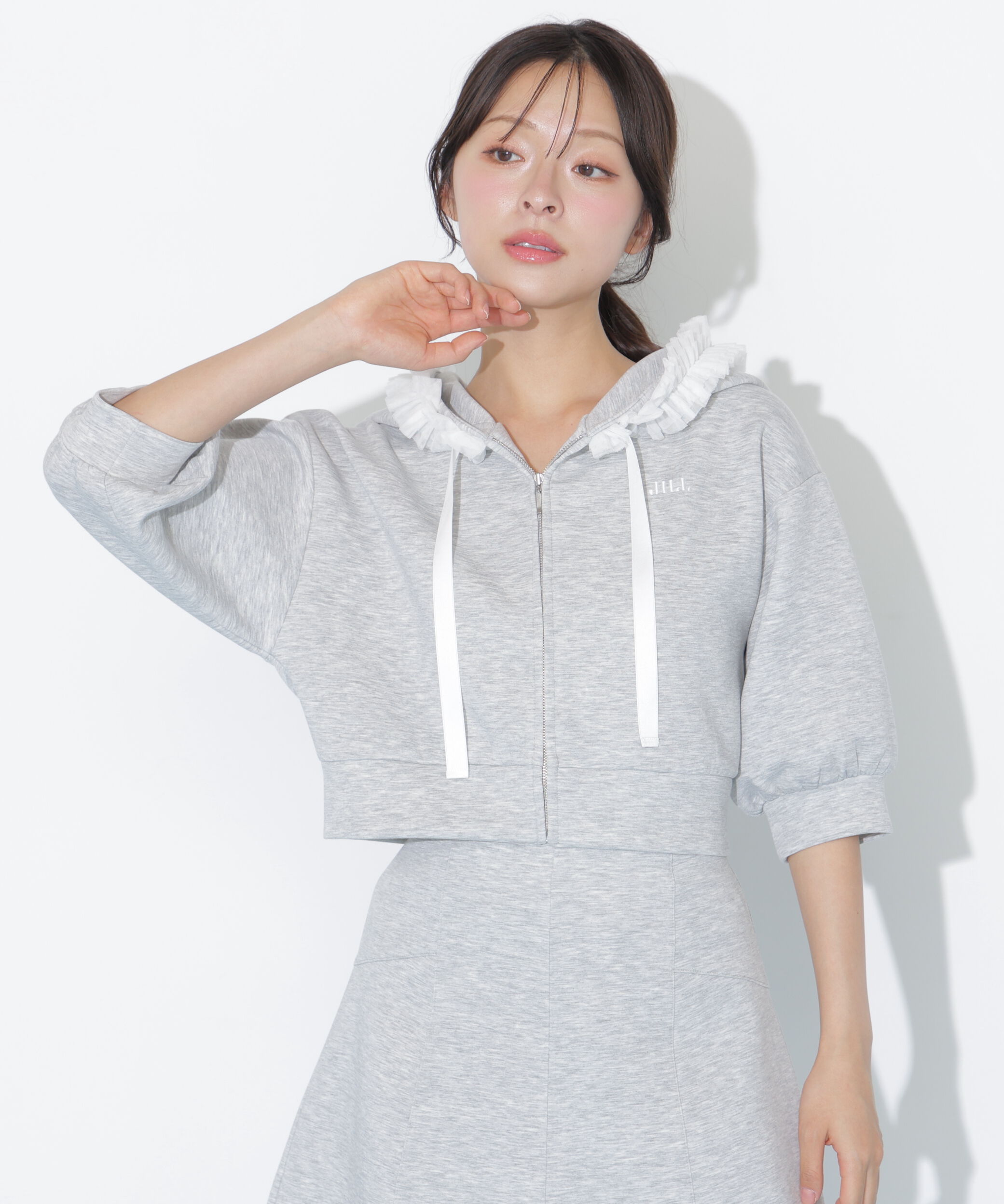  「チュールフリルダイバーパーカー」|Tシャツ・カットソー|