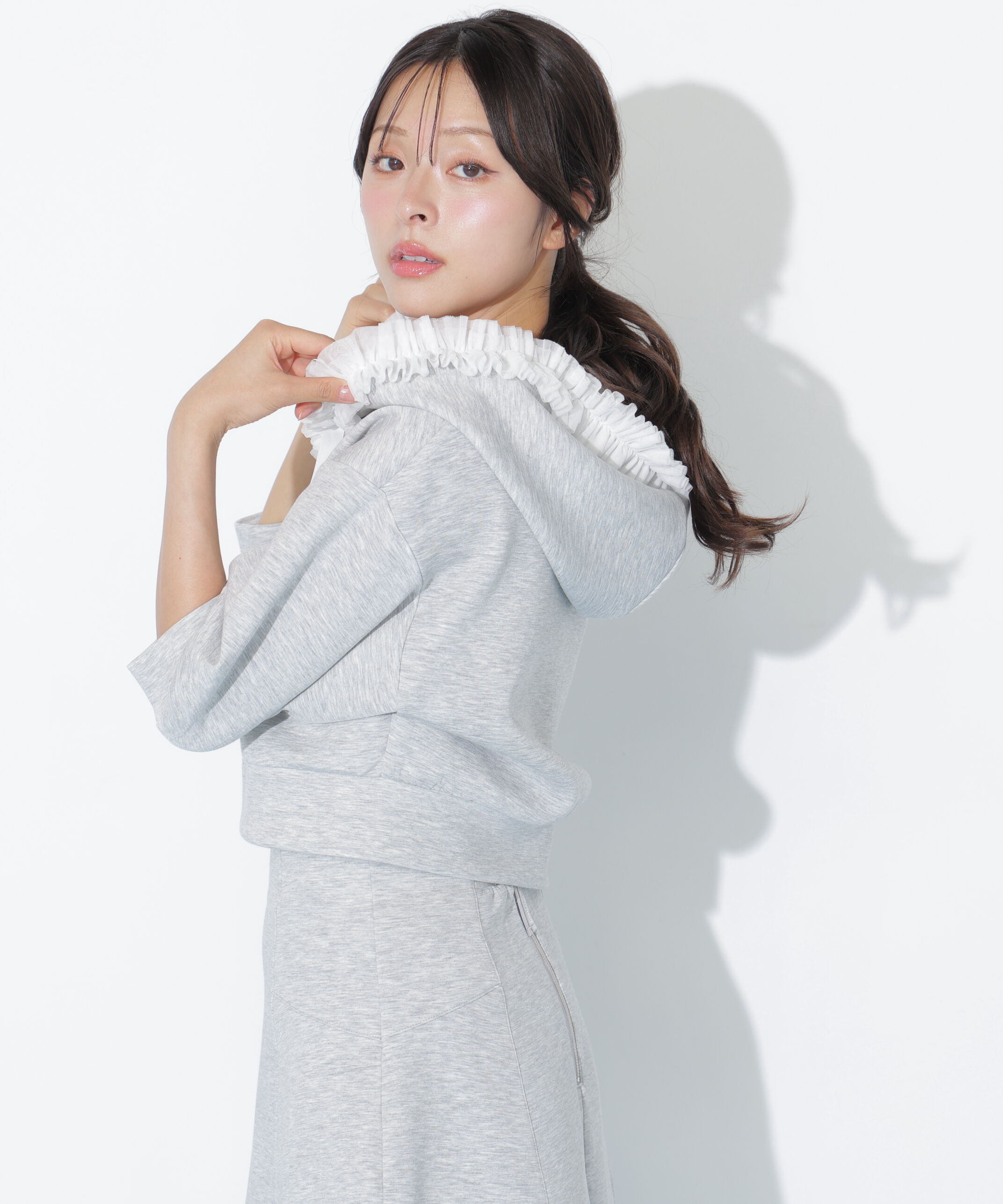  「チュールフリルダイバーパーカー」|Tシャツ・カットソー|