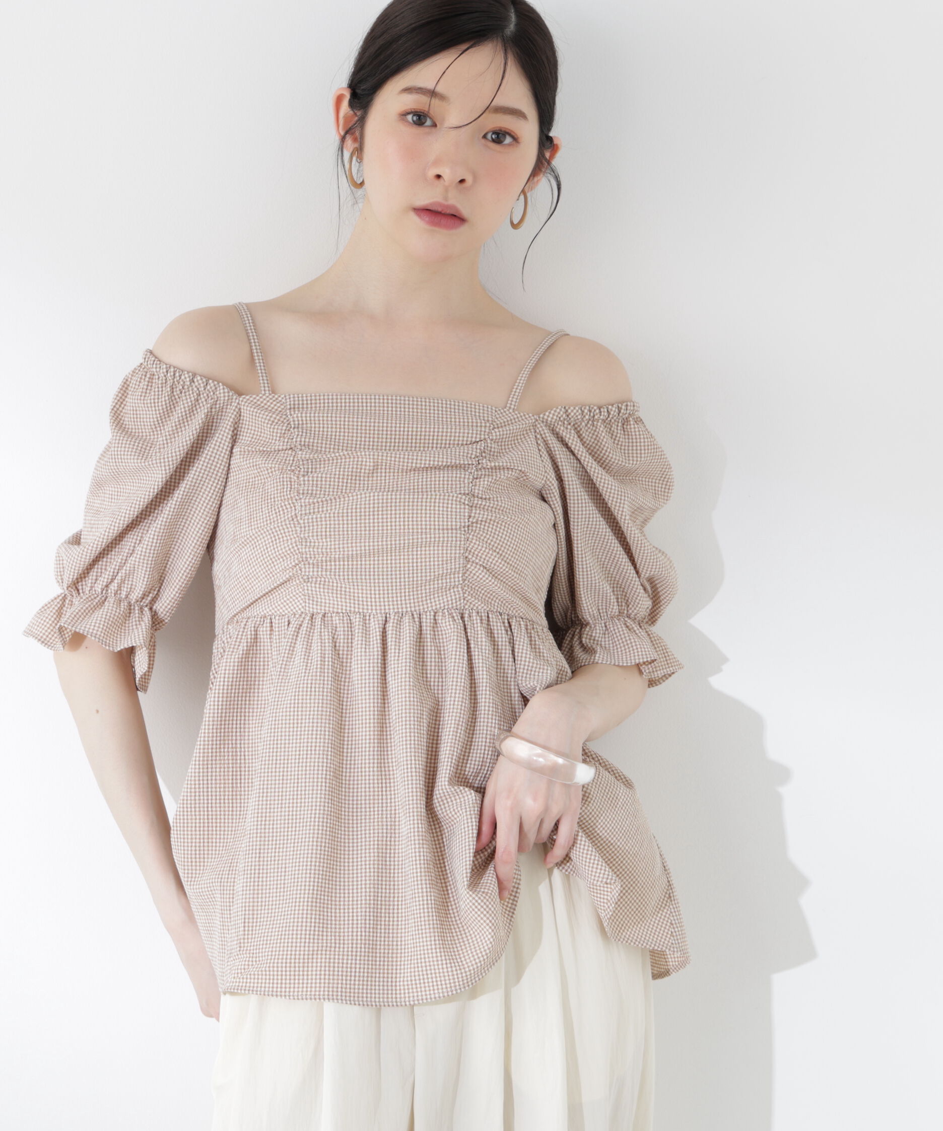 PROPORTION BODY DRESSING「〈a/mie〉ギンガム2wayブラウス」|シャツ・ブラウス|