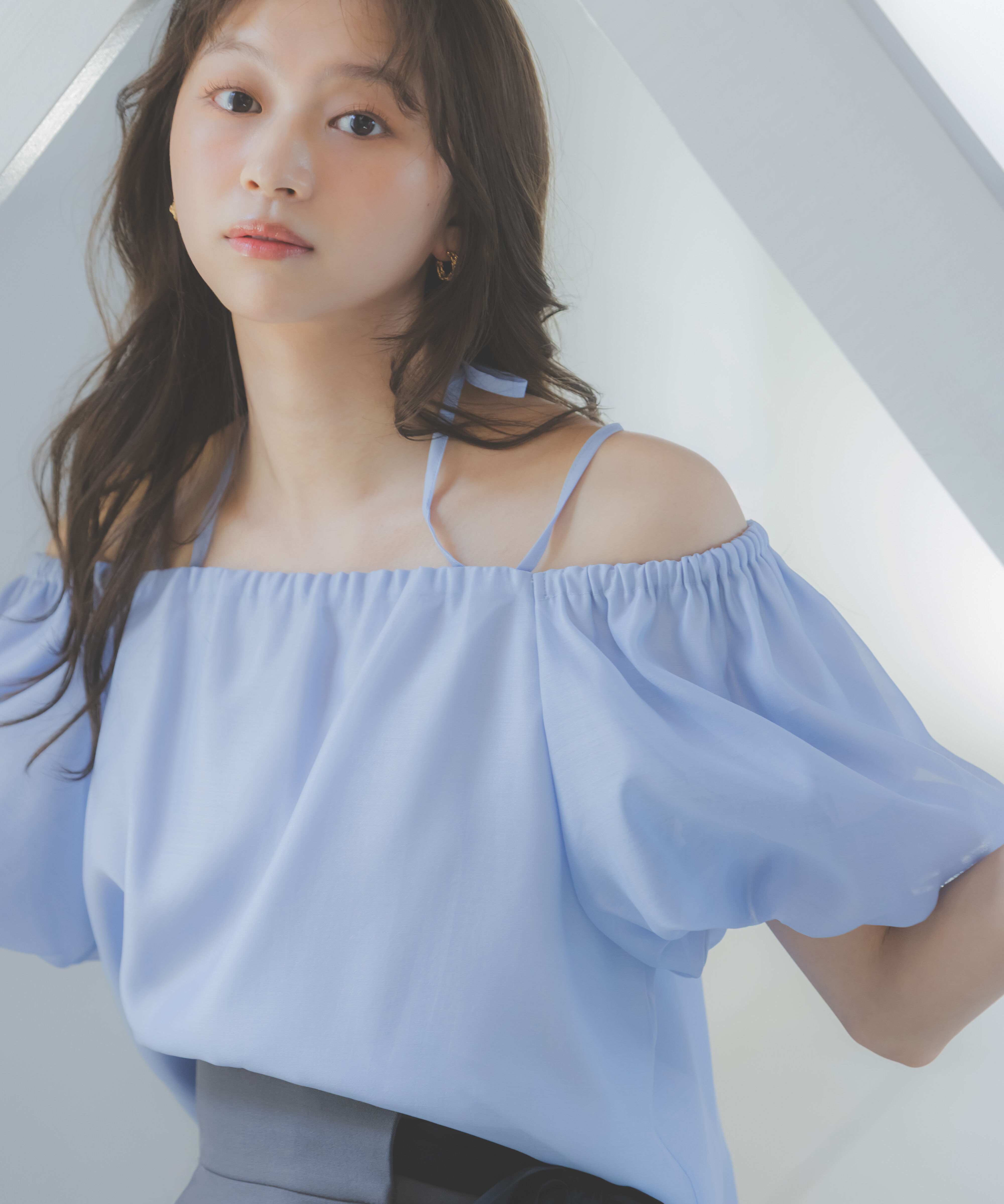 PROPORTION BODY DRESSING「シアーバルーンブラウス」|シャツ・ブラウス|ブルー