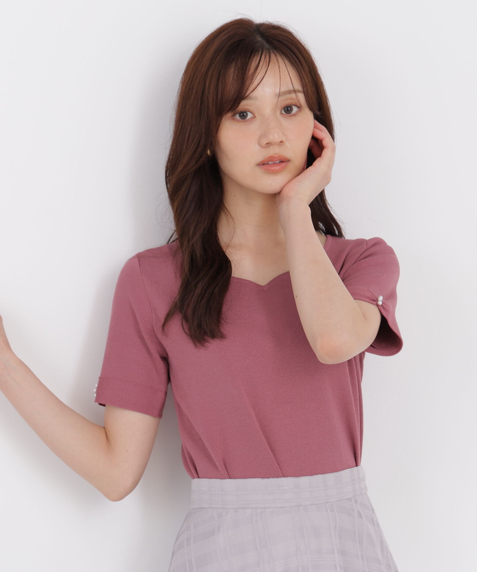PROPORTION BODY DRESSING「袖リボン総針ニットトップス」|ニット・セーター|ピンク
