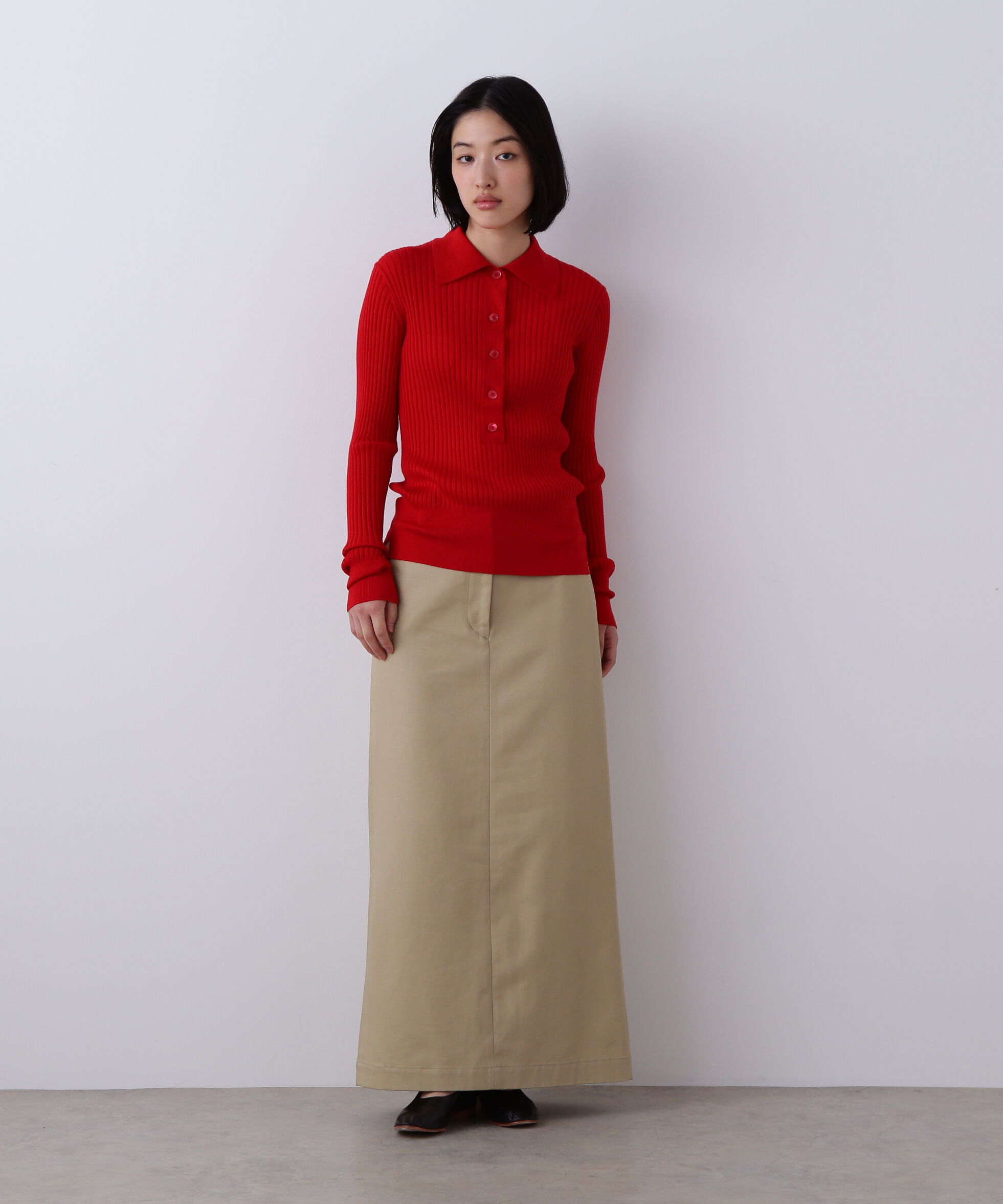 YLEVE 「YLEVE / WOOL SILK CASHMERE RIB KNIT POLO」|ニット・セーター|