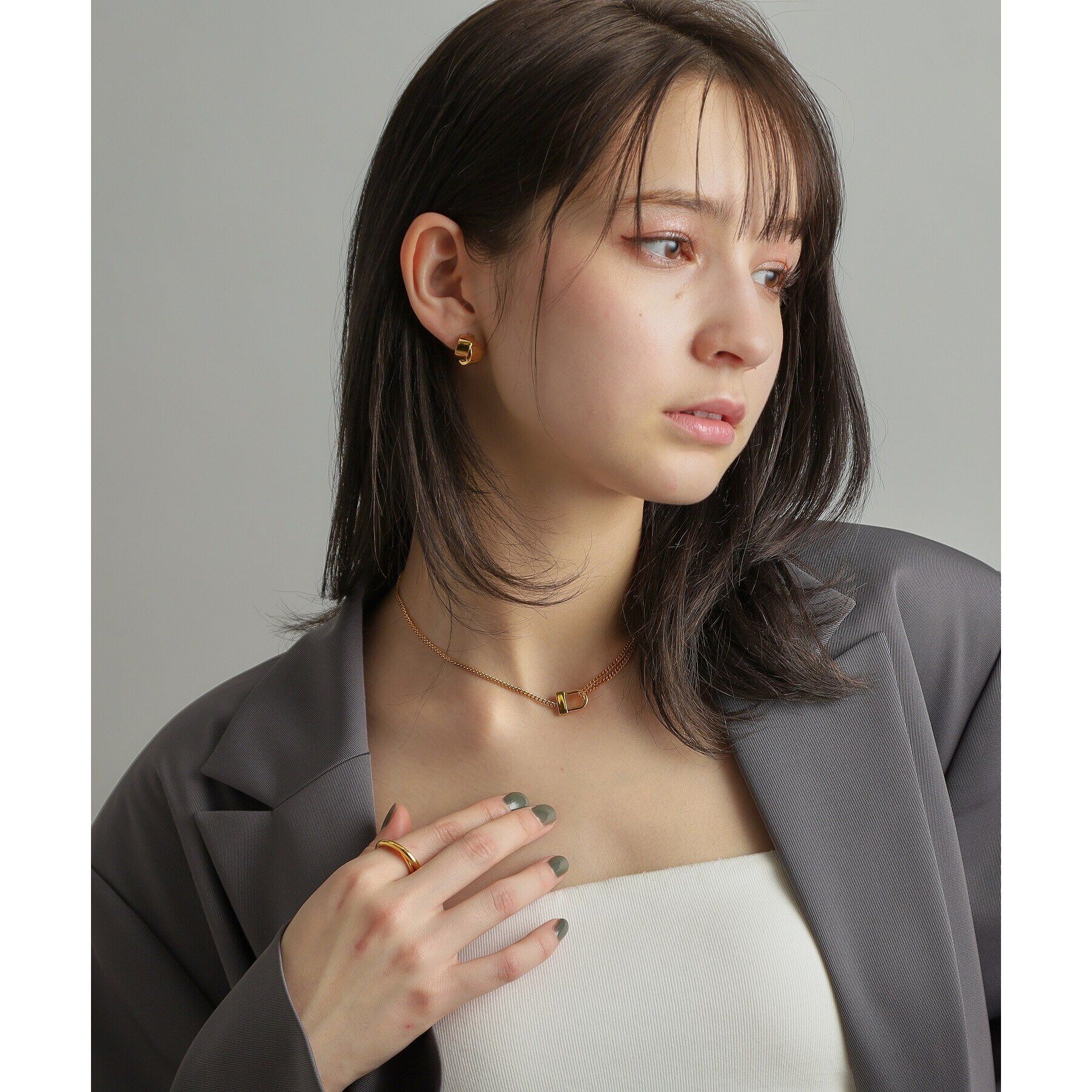 COCOSHNIK ONKITSCH「シルバー ロックモチーフ ドレープネックレス GP」|ネックレス|