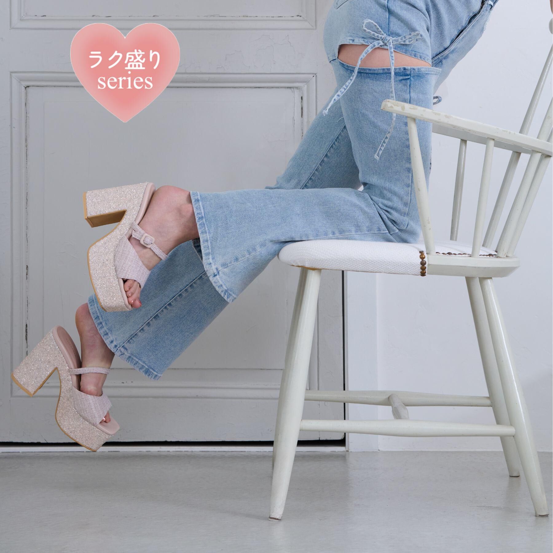 ESPERANZA「【ラク盛り／サンダル】 リピーター続出／脚長美脚 グリッターソールツイードミュール」|サンダル|