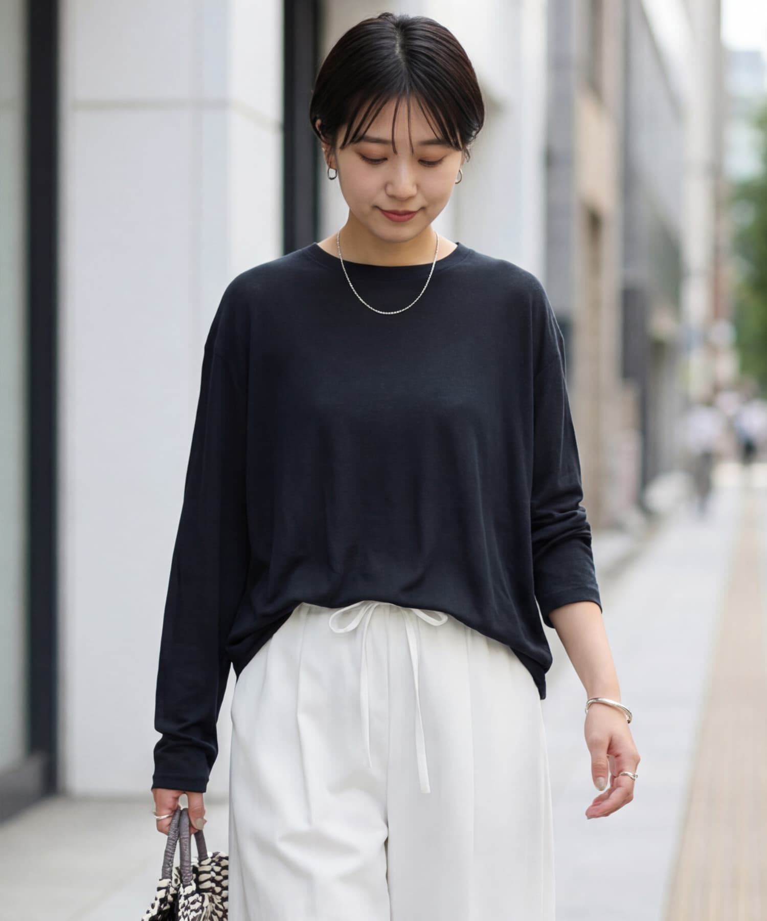 STYLE DELI「とろみ落ち感ニット編みカットトップス」|Tシャツ・カットソー|ブラック