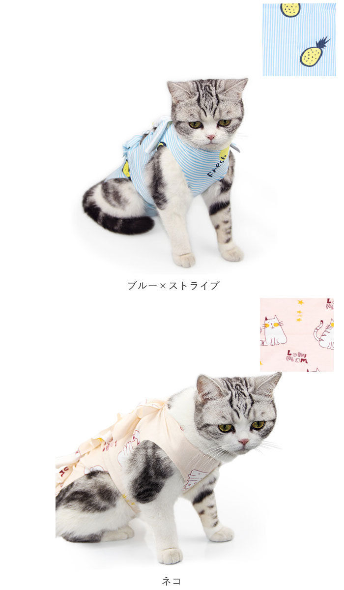 BACKYARD FAMILY「猫 術後服 通販 服 ねこ 傷舐め防止 手術後 エリザベスカラー の代用 洋服 ウェア 術後ウェア」|その他|