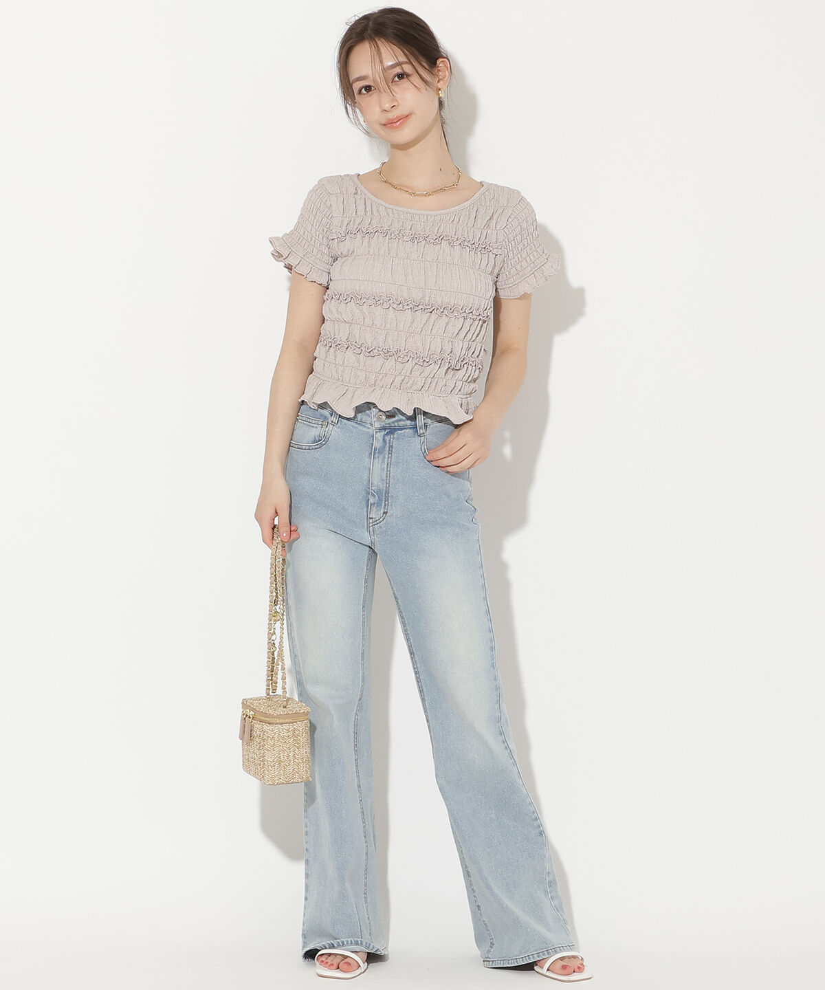 WILLSELECTION「シャーリングフリルトップス」|Tシャツ・カットソー|