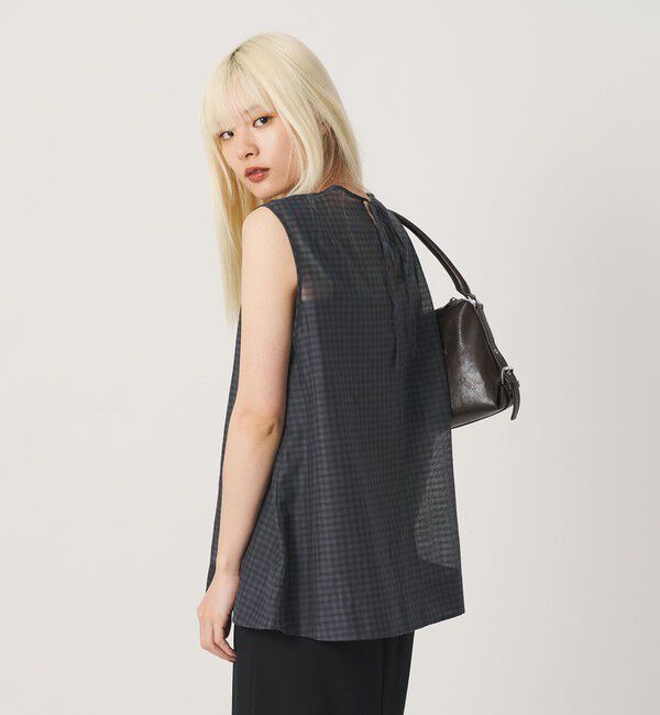 BEAUTY&YOUTH UNITED ARROWS「コットンシルク シアーチェック ノースリーブ ブラウス」|シャツ・ブラウス|