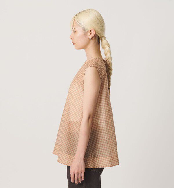 BEAUTY&YOUTH UNITED ARROWS「コットンシルク シアーチェック ノースリーブ ブラウス」|シャツ・ブラウス|