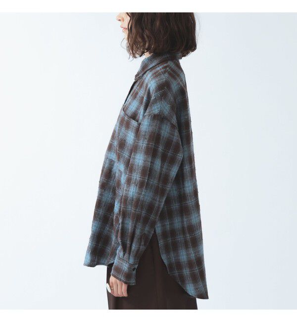 Ray BEAMS 「ネル チェック スリット ビッグ シャツ」|シャツ・ブラウス|