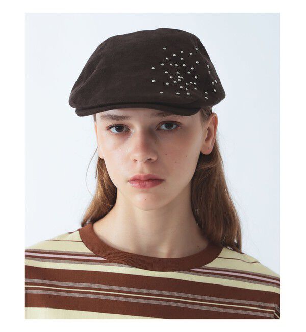 Ray BEAMS 「スタッズ フェイクスエード ハンチング」|ハンチング・ベレー帽|DARK BROWN