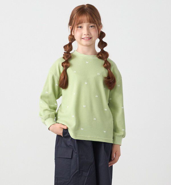 SHIPS any「SHIPS any:〈洗濯機可能〉ワッフル リボン クルーネック プルオーバー<KIDS>」|Tシャツ・カットソー|