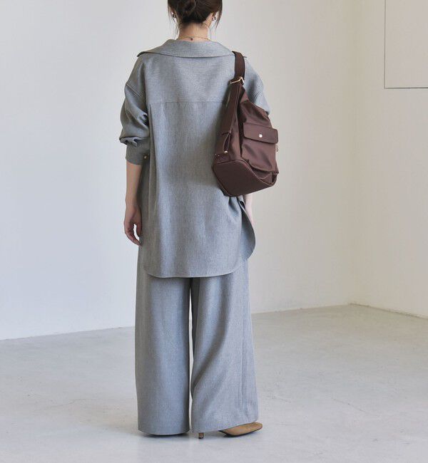 quaranciel「《予約》quaranciel:〈洗濯機可能〉ウールライク Vネック スキッパー シャツ & ワイド パンツ セットアップ」|ワンピース|