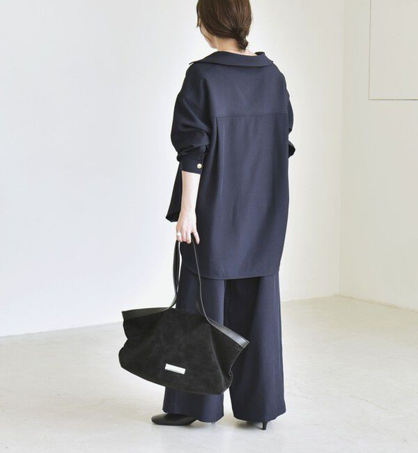 quaranciel「《予約》quaranciel:〈洗濯機可能〉ウールライク Vネック スキッパー シャツ & ワイド パンツ セットアップ」|ワンピース|