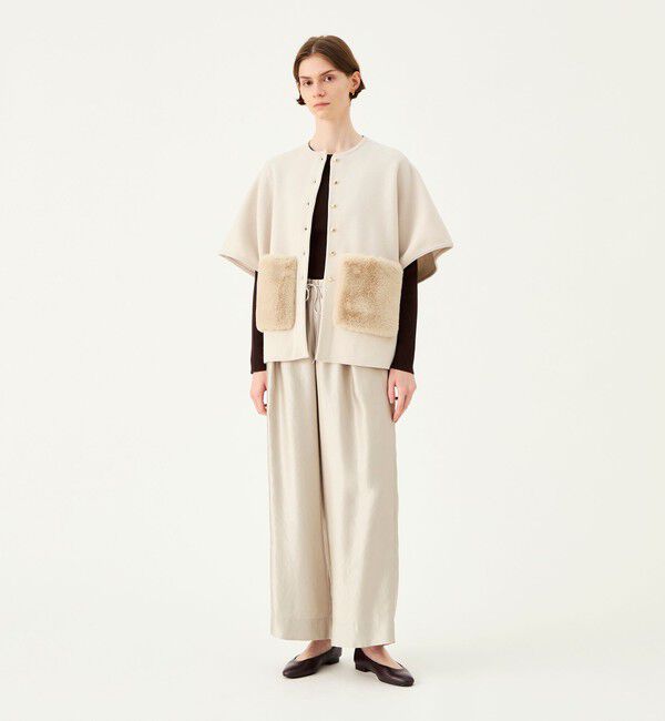 Ballsey「【WEB先行予約】ウールポリエステルミラノリブ ビッグポンチョ」|カーディガン|