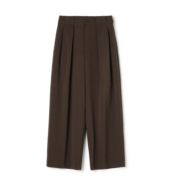 MACPHEE「ポリエステルウールギャバジン タックテーパードパンツ」|スラックス|49 ダークブラウン