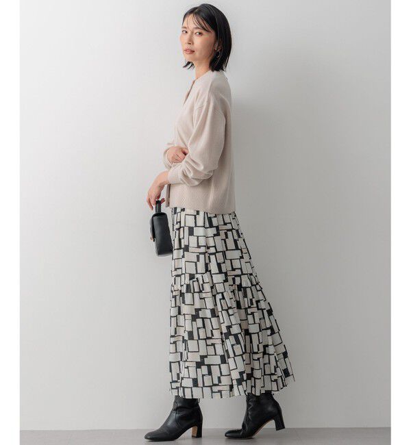 23区「【洗える】ARGENTIコラージュプリント ティアードスカート」|スカート|