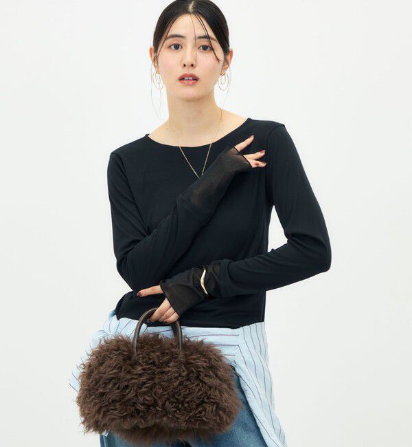 NOLLEY'S「ウォッシャブル袖口シアー切替ロンT」|Tシャツ・カットソー|