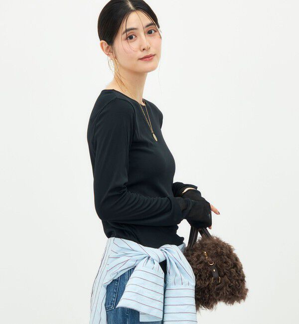 NOLLEY'S「ウォッシャブル袖口シアー切替ロンT」|Tシャツ・カットソー|