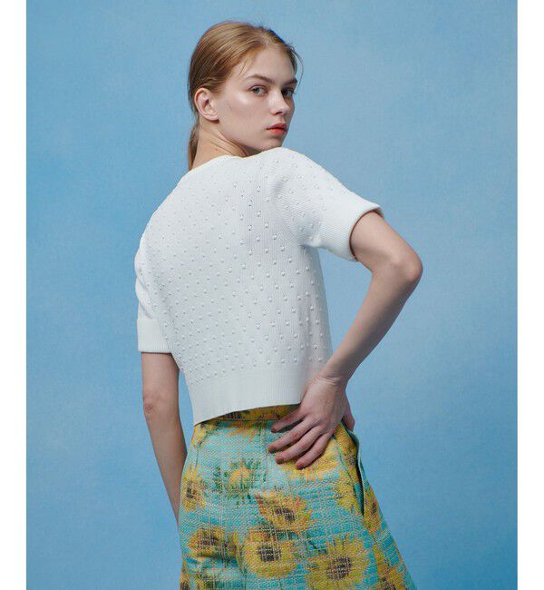 LOULOU WILLOUGHBY「【LOULOU WILLOUGHBY】アイレット半袖カーディガン」|カーディガン|