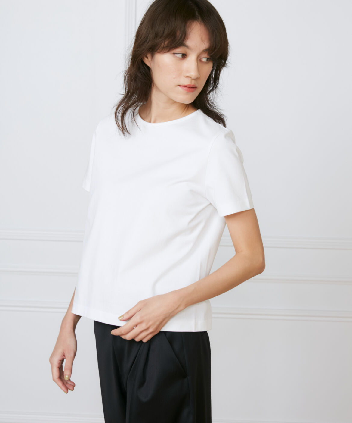 INED「《大きいサイズ》シンプルTシャツ《la veille by SUPERIOR CLOSET》」|Tシャツ・カットソー|オフホワイト1