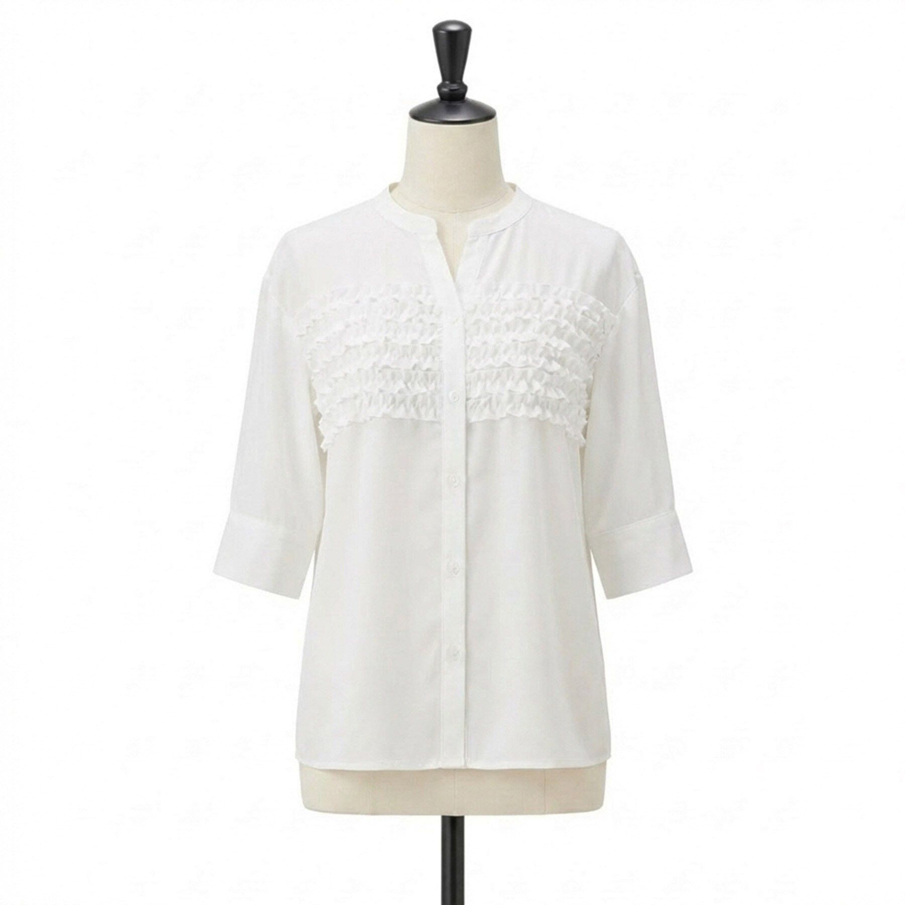 UNTITLED「【接触冷感/通気性/洗える】フロントフリルブラウス」|シャツ・ブラウス|