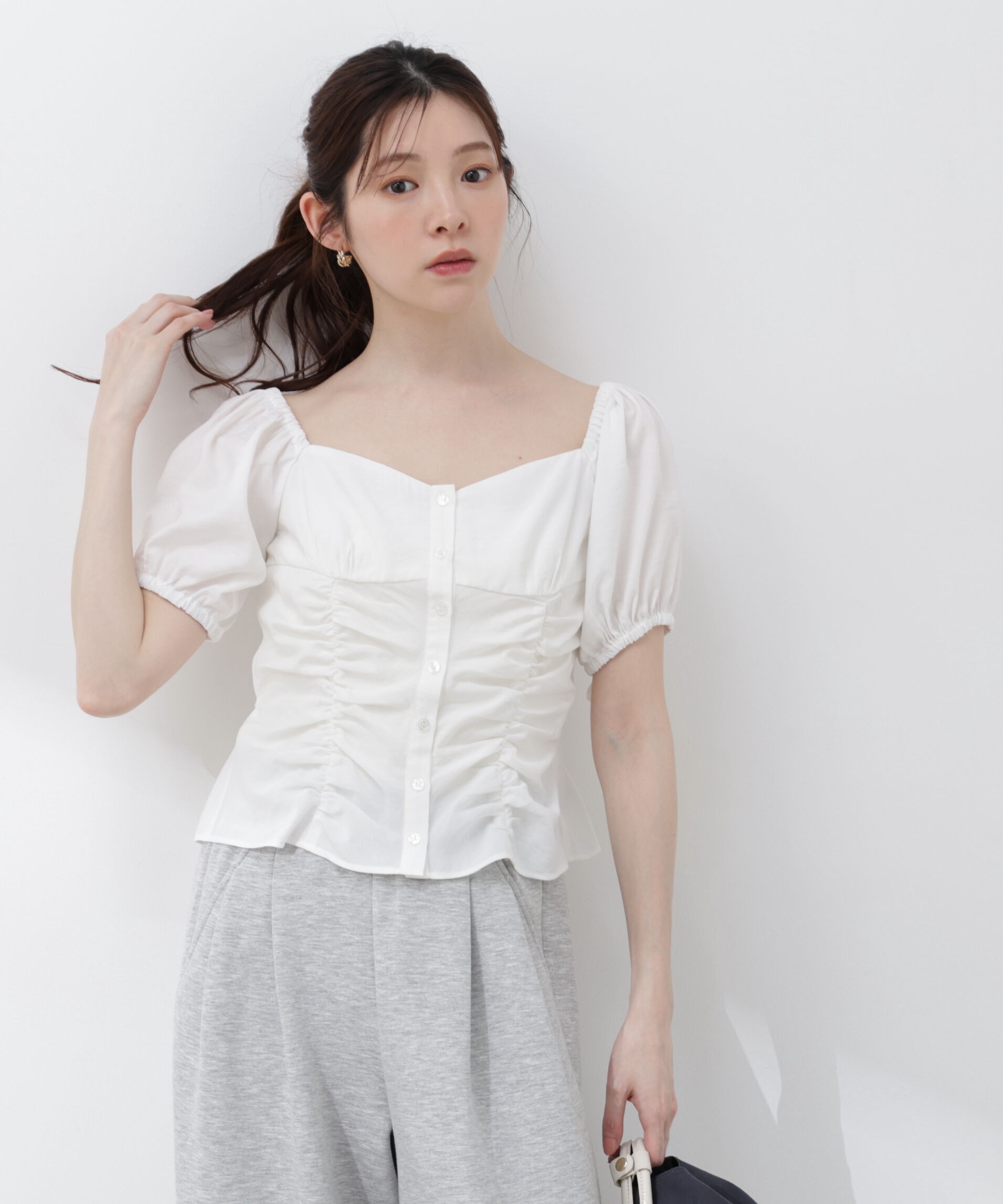 PROPORTION BODY DRESSING「〈a/mie〉パフスリーブドロストブラウス 26SS」|シャツ・ブラウス|