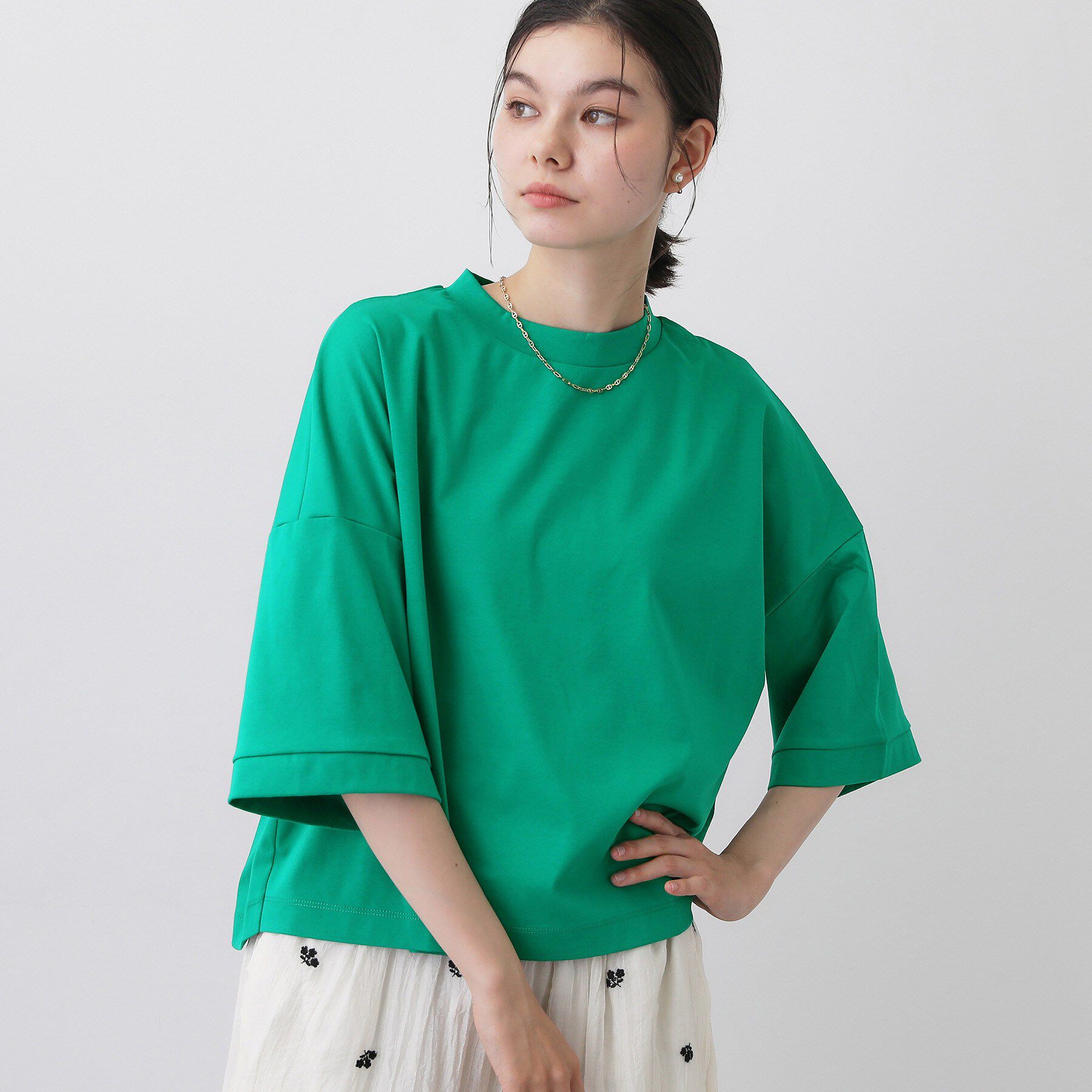 Dessin「【体型カバー】美光沢カットソーボクシーシルエット」|Tシャツ・カットソー|