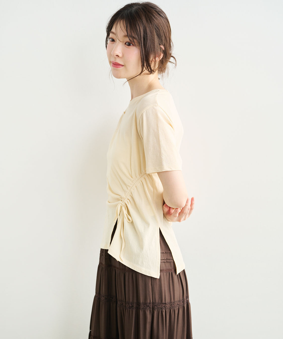 COCO DEAL「サイドドロストイレヘムTシャツ」|Tシャツ・カットソー|