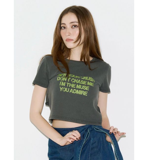 EVRIS「バックオープンクロップドＴシャツ」|Tシャツ・カットソー|ブラック