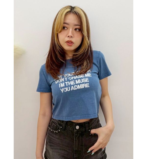 EVRIS「バックオープンクロップドＴシャツ」|Tシャツ・カットソー|ブルー