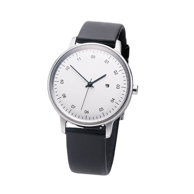 sazare「<sazare (ｻｻﾞﾚ) > 38mm ｼﾙﾊﾞｰｹｰｽ ﾎﾜｲﾄ ﾌﾞﾗｯｸﾚｻﾞｰﾍﾞﾙﾄ」|腕時計|SILVER