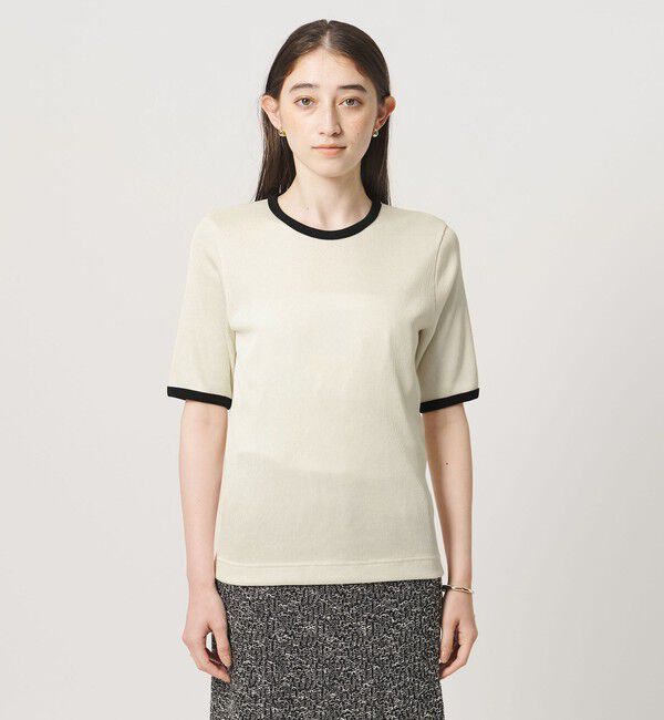 UNITED ARROWS「リブ バイカラーパイピング 五分袖 Tシャツ」|Tシャツ・カットソー|