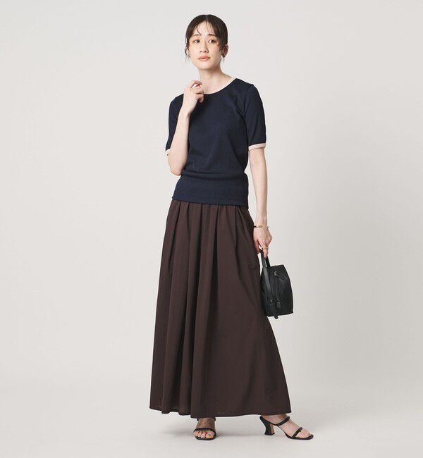 UNITED ARROWS「リブ バイカラーパイピング 五分袖 Tシャツ」|Tシャツ・カットソー|