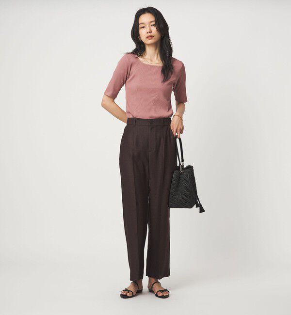 UNITED ARROWS green label relaxing「ブライトリブ スクエアネック 5分袖 プルオーバー カットソー」|Tシャツ・カットソー|