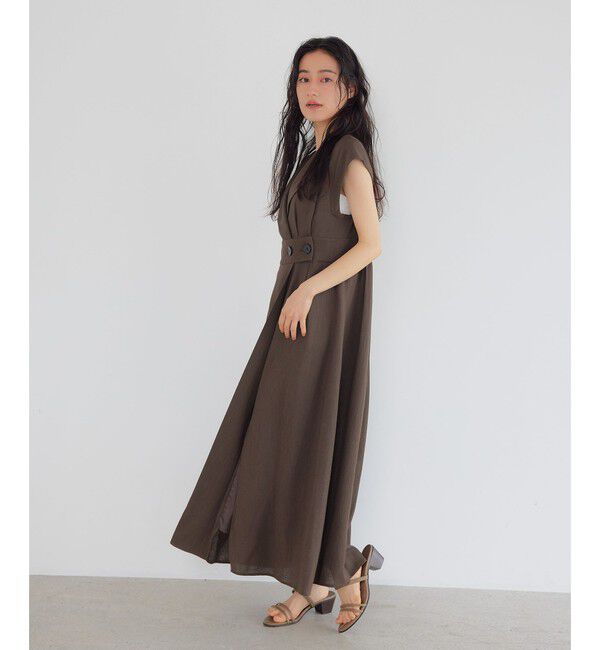 EMMEL REFINES「＜EMMEL REFINES＞EM オープンカラー フィット＆フレア ワンピース」|ワンピース|