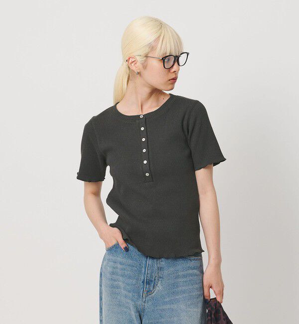 BEAUTY&YOUTH UNITED ARROWS「コットン リブ ヘンリーネック ショートスリーブ カットソー」|Tシャツ・カットソー|