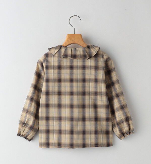 SHIPS KIDS「SHIPS KIDS:100～130cm / プリーツ カラー 長袖 チェック ブラウス」|シャツ・ブラウス|
