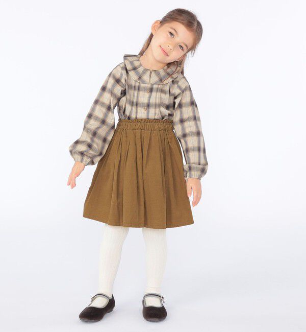 SHIPS KIDS「SHIPS KIDS:100～130cm / プリーツ カラー 長袖 チェック ブラウス」|シャツ・ブラウス|
