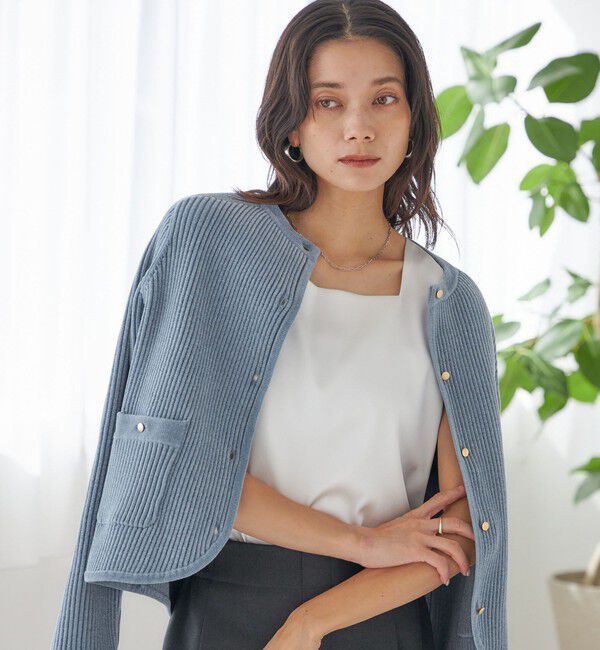 SHIPS for women「〈手洗い可能〉2WAY サテン &times; カットソー スクエア タンクトップ」|タンクトップ|