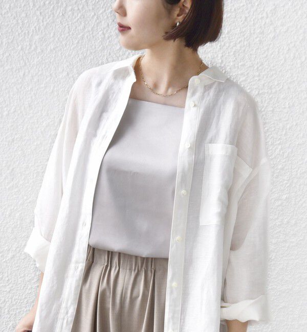 SHIPS for women「〈手洗い可能〉2WAY サテン &times; カットソー スクエア タンクトップ」|タンクトップ|