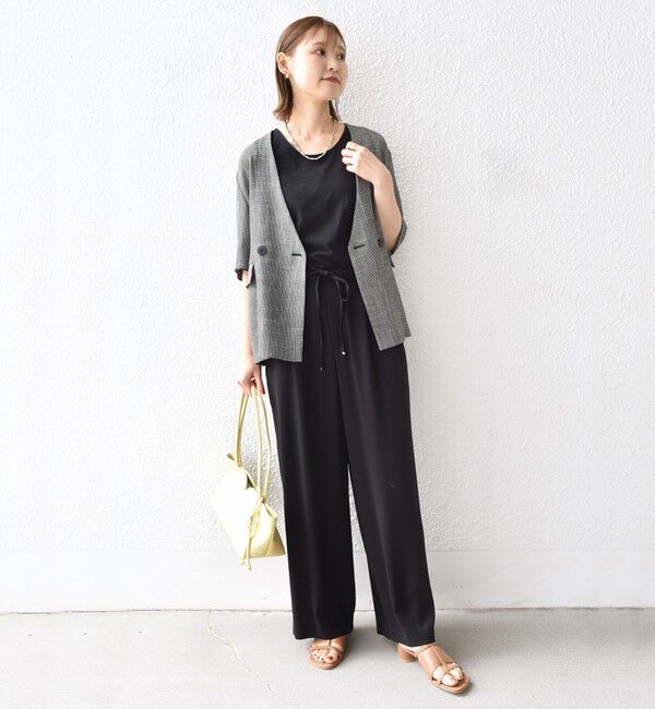 SHIPS for women「〈手洗い可能〉2WAY サテン &times; カットソー スクエア タンクトップ」|タンクトップ|