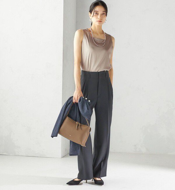 SHIPS for women「〈手洗い可能〉2WAY サテン &times; カットソー スクエア タンクトップ」|タンクトップ|