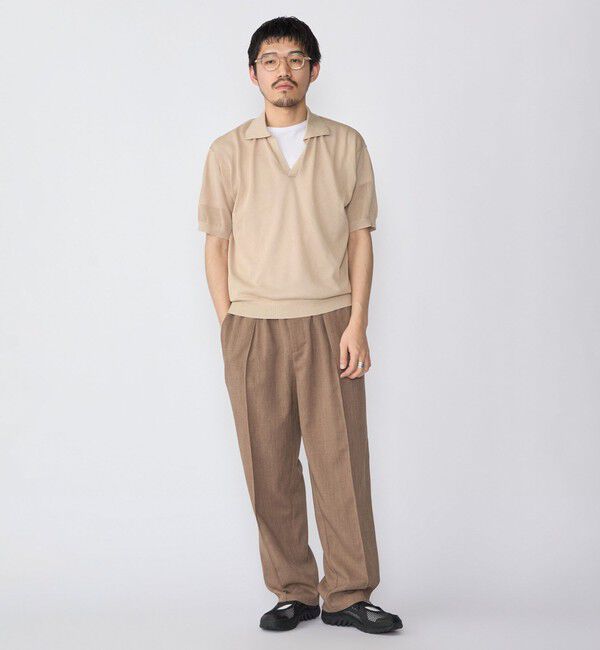 SHIPS「SHIPS:〈手洗い可能〉和紙 スキッパー ニット ポロ」|ポロシャツ|