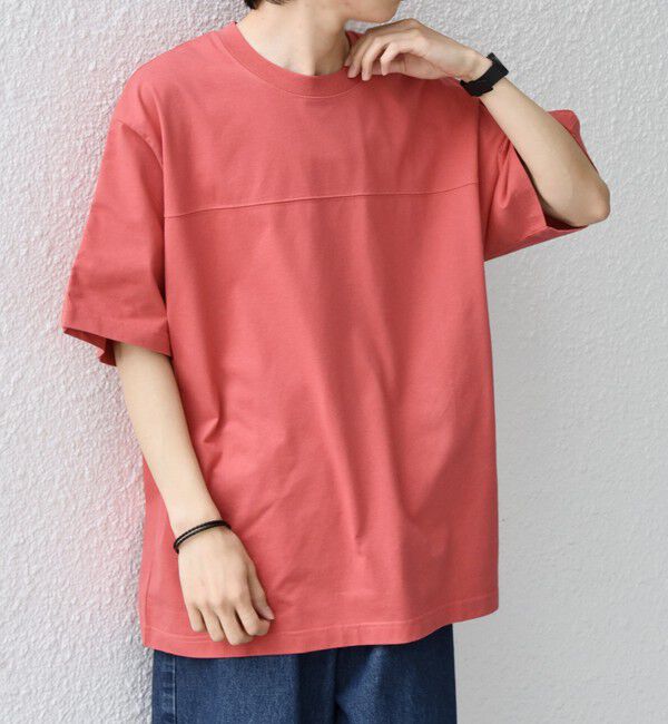 SHIPS any「SHIPS any:〈接触冷感/吸水速乾/UVカット/遮熱〉Raylock フットボール Tシャツ◇」|Tシャツ・カットソー|