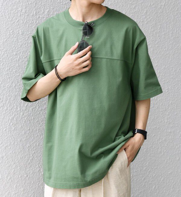 SHIPS any「SHIPS any:〈接触冷感/吸水速乾/UVカット/遮熱〉Raylock フットボール Tシャツ◇」|Tシャツ・カットソー|グリーン