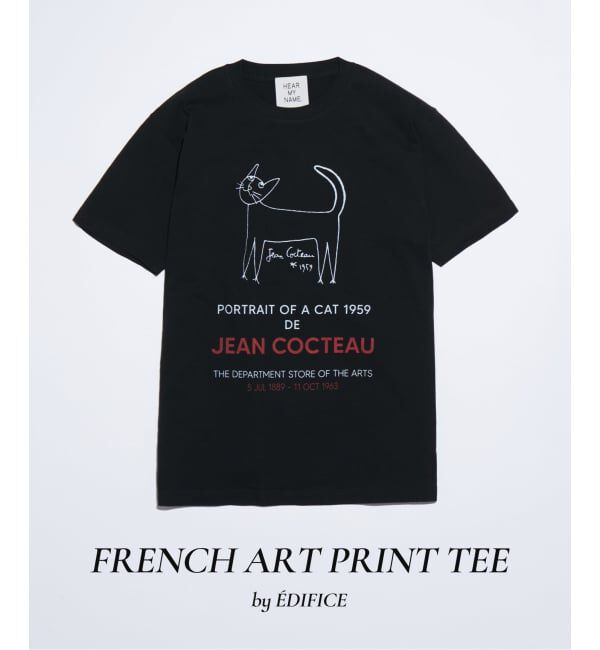 EDIFICE「フレンチ アート プリント Tシャツ」|Tシャツ・カットソー|ブラック