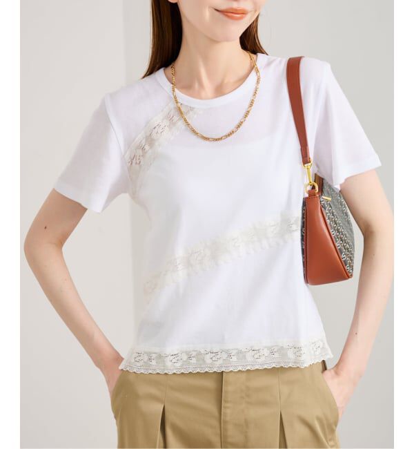 U by SPICK&SPAN「レーステープカットトップス」|Tシャツ・カットソー|